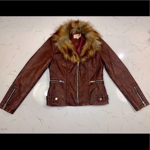 SCULLY Fur Vegan Leather Moto Jacket NEW Small